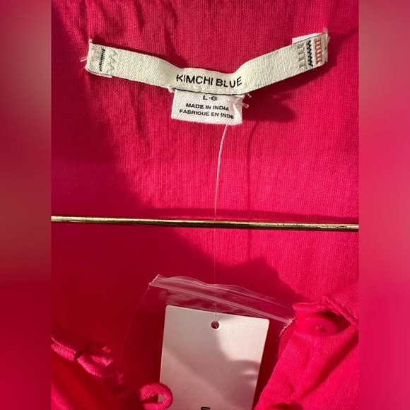 NWT KIMCHI BLUE Pink Ruffled Babydoll Cotton Large Peter Pan Collar Puff Sleeves - Picture 3 of 11